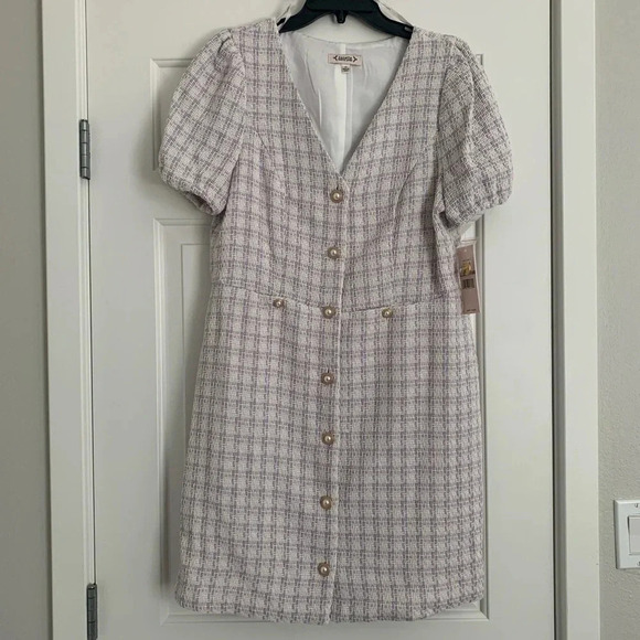 Nanette By Nanette Lepore Naya Plaid Sheath Dress -‎ Size 12 - Purple - NWT - Picture 3 of 10